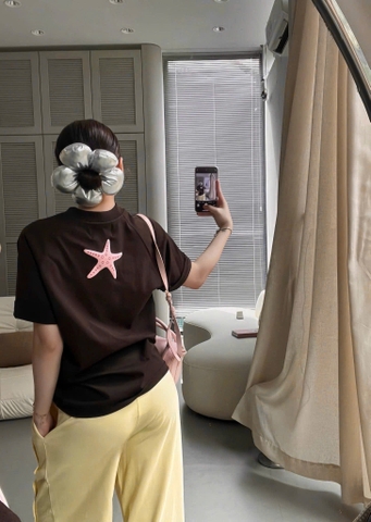 A541-Áo thun suông nâu Sao biển hàng đủ tem