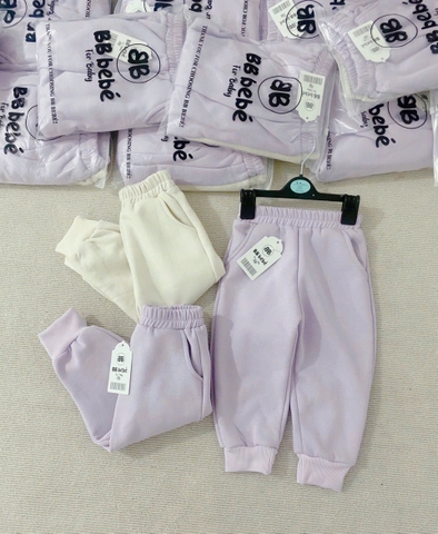 CB191 (9-26kg)-Set 2 quần nỉ bông thu đông tím bé gái