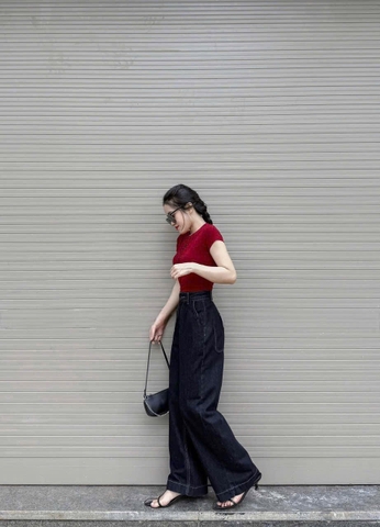 Quan038- quần jeans suông đậm chạy chỉ chất mềm tuí sau