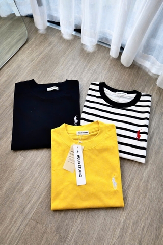 A526-COMBO 3 ÁO THUN THÊU NGỰA ĐEN VÀNG KẺ mềm mịn hot hit