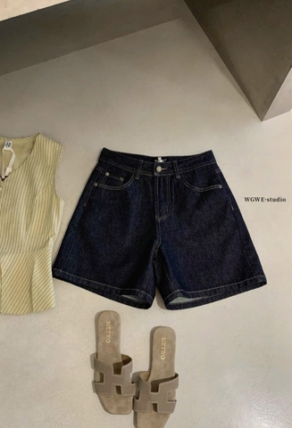 Quan098- Quần short jean xanh than We