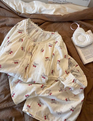 SET964-  Bộ pijama cộc tay đũi hoa nhí mát