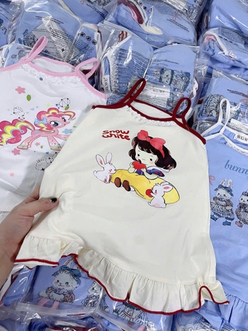 BT568- combo 3 váy dât bé gái chất cotton hoạ tiết in