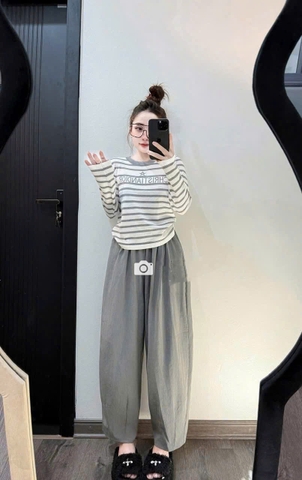 SET808- Bộ CRI áo tăm lông mix quần baggy gió màu tàn