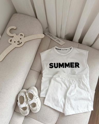 CB262-Combo 2 bộ SUMMER đen trắng trẻ em chất coton 2 chiều