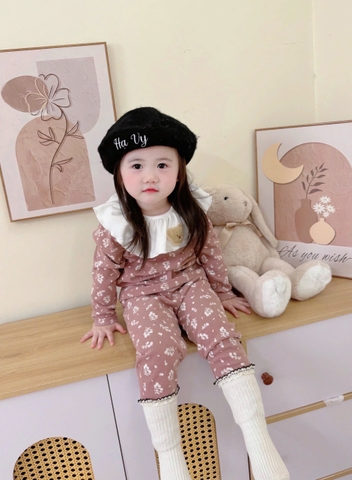 Bt704- Combo 2 bộ tăm len bé gái viền bèo tag thêu con vật