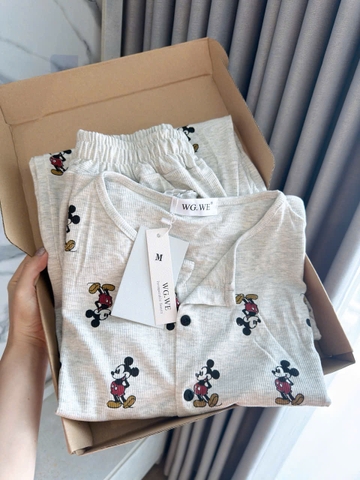 Set572- Set tăm mickey màu be in dài tay dáng đẹp