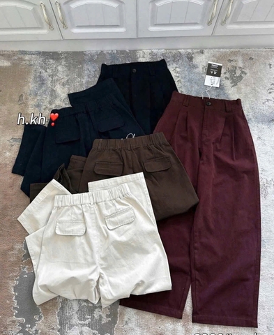 Quan077- Quần kaki jeans 5 màu cạp bán chun dài 91-93cm