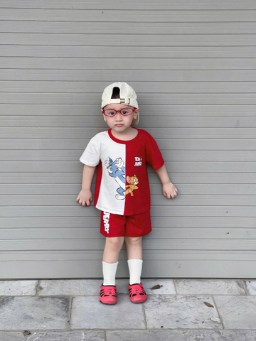 bt556- Bộ Tôm phối đỏ trắng chất coton