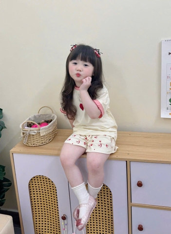 Bt783-Set 3 bộ cộc tay hồng bé gái 9-25kg