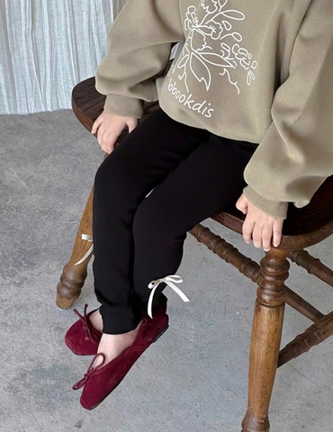 CB164-Combo 3 quần legging bé gái đính nơ vải cottton co dãn