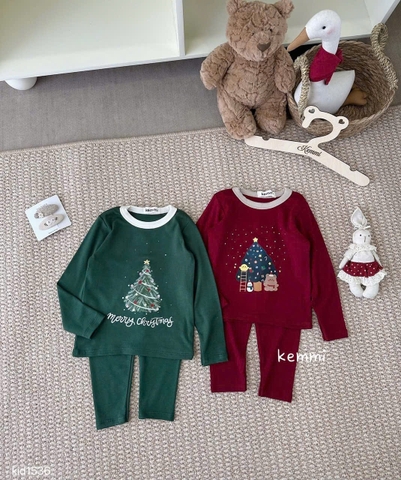 Bt770- Combo 2 bộ zip Noel xanh-đỏ dài tay hoạ tiết in