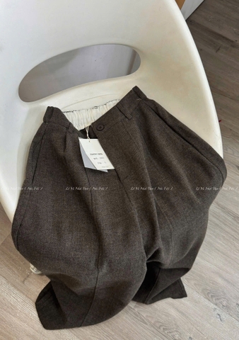 Quan094-Quần dạ xám cạp chun sau dáng suông mẫu mới