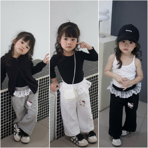 Cb341- Combo 342- Combo 3 quần mềm bé gái viền ren