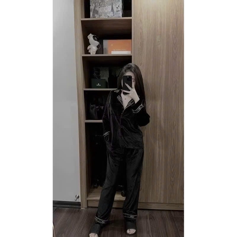 Set751- Set nhung Miu tay viền dài hàng Quảng Châu