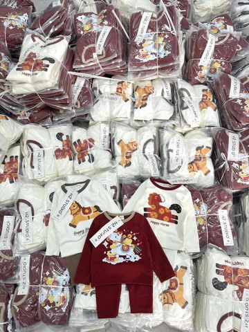 Bt790- Bộ nỉ lót lông Tết BÍnh Ngọ cho bé