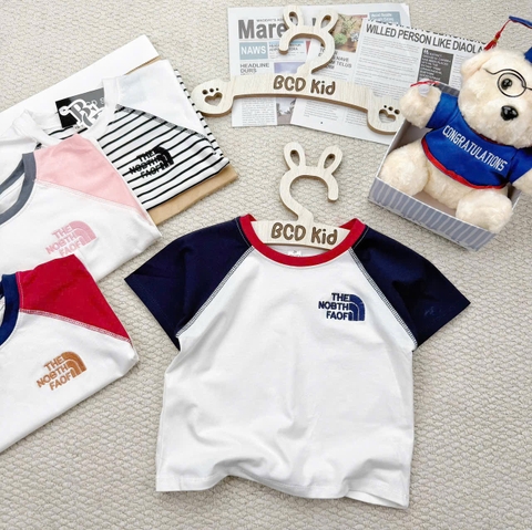 CB401-Combo 4 áo thun trẻ em TNF phối màu thêu ngực