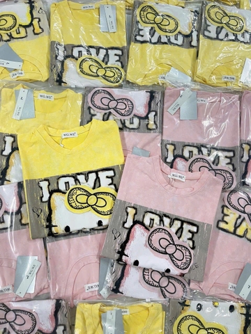 A309- Áo phong kitty loang 2 màu hồng-vàng dáng suông