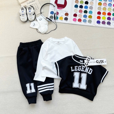 Bt660- Bộ đen trắng 3 chi tiết Legend trẻ em chất cotton