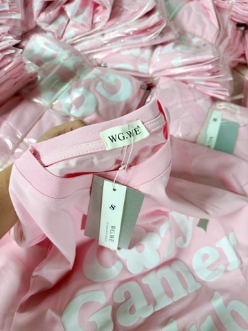 A225-Áo thun hồng in nổi hình hoa chất cotton dáng ôm vừa