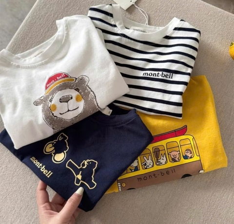 CB400-Combo 4 áo thun cộc tay gấu 4 màu vàng than trắng kẻ