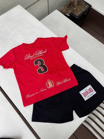 Size đại- BT476- bộ bad số 3 màu đỏ,quần đen bé trai chất cotton mix cua