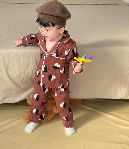 BT611- Bộ Pijjama xô đũi viền dài tay trẻ em màu sạch