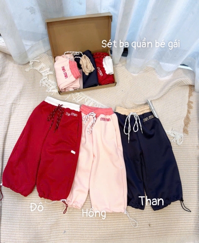 CB297- Combo 3 quần chữ M suông chất nỉ hai da thêu Miu Miu