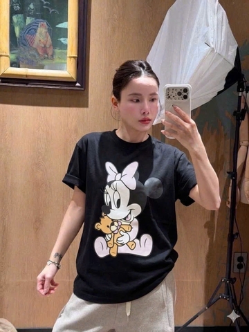 A595-Áo thun đen suông hình mickey mẫu mới