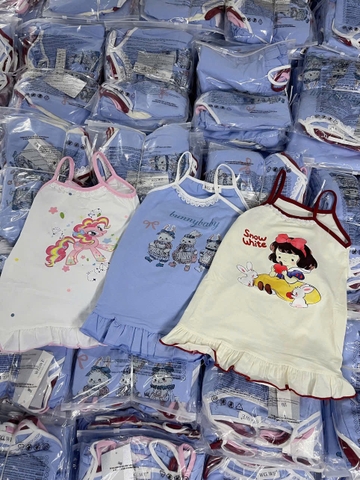 BT568- combo 3 váy dât bé gái chất cotton hoạ tiết in