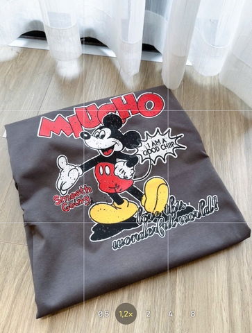A530-Áo thun suông  xám Mickey