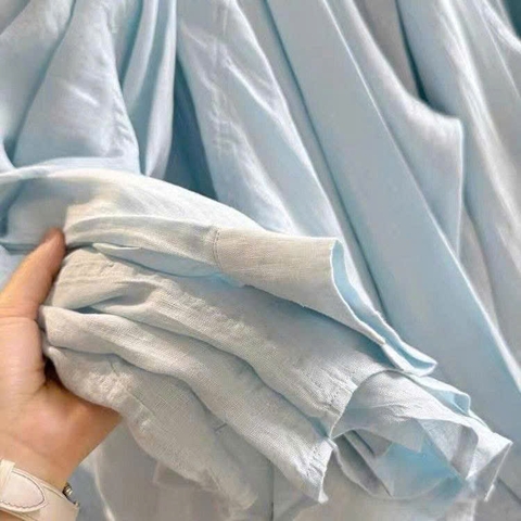 A629-Áo sơ mi xanh đũi linen