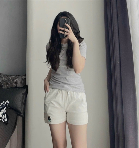 QUAN110-Set 3 quần kaki cộc cạp chun thêu gấu