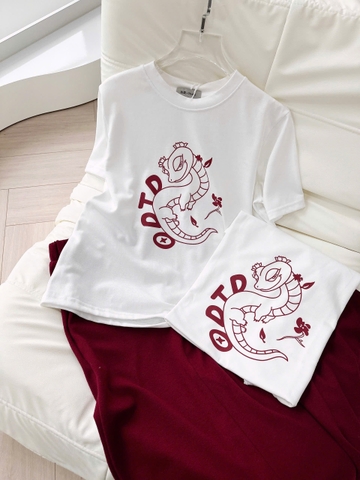 ☘️SET484-SET BỘ CV ĐỎ mix áp coton trắng in rông