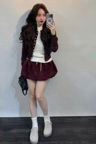 A151-Áo len Cadigan màu mận hàng xuất full tem