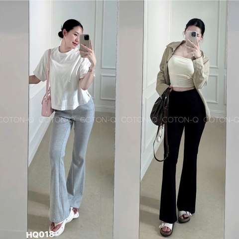 Quan070- quần dài loe chất tăm 2 màu đen-ghi 98cm