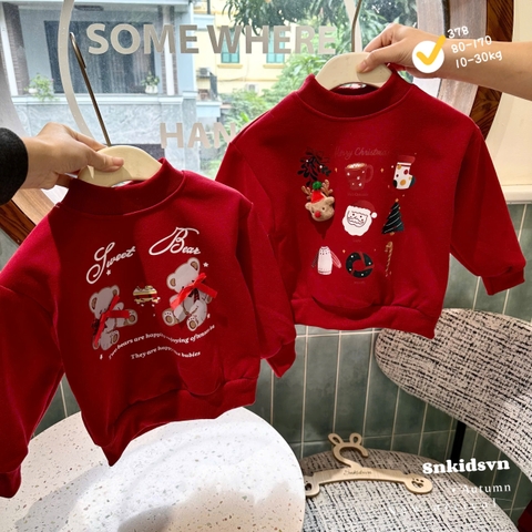 Bt755- Áo nỉ noel đính thì nổi chất nỉ hai da loại đẹp