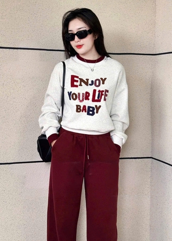 set856- Set chữ nỉ hai da phối quần đỏ viền