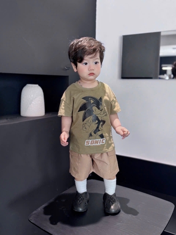 BT50- Bộ SONIC nâu áo cotton quần kaki co giãn