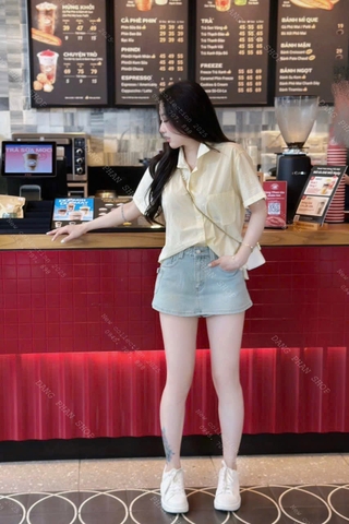 A355-Áo sơ mi cộc tay hở lưng cài cúc