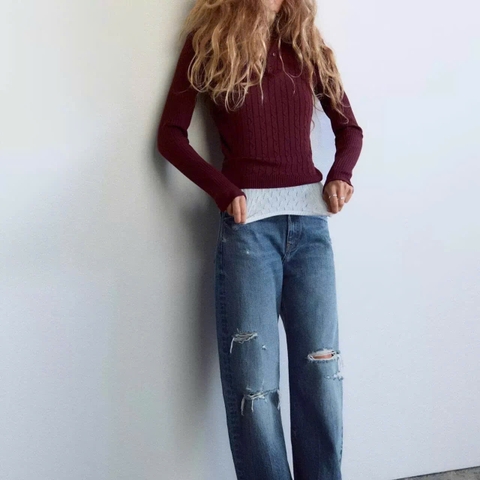 A350- Áo len thừng ôm cổ đức tay dài 3 màu