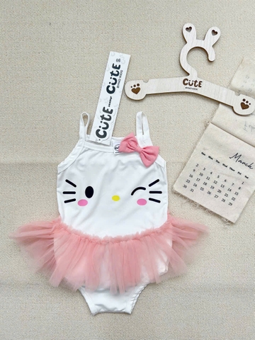 Bt552- Bộ bơi kitty chân voan màu trắng bé gái
