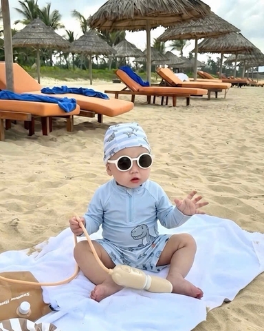 BOI04- Bộ bơi rời KHỦNG LONG XANH GHI kèm mũ