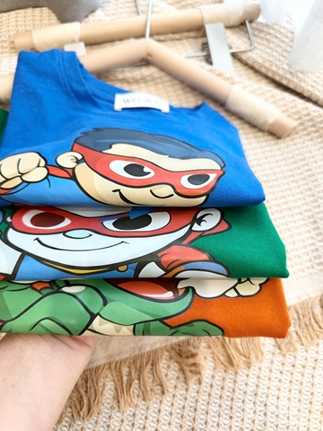 BT847-Combo 3 áo thun cotton cộc tay sắc màu cho bé 9-26kg