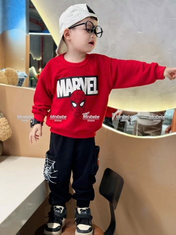 Bt706- Bộ nỉ cua mềm MARVEL áo đỏ quần đen