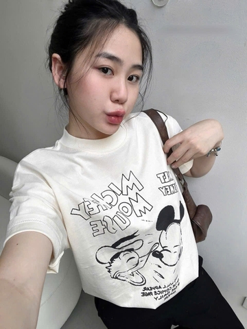A475-Áo phông màu be MICLEY MOUSE nhà máy nét đẹp dáng s=suông