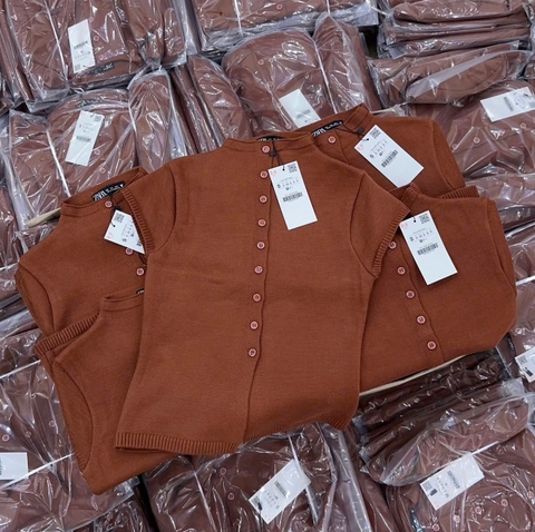 A428- Áo len cộc màu cam đất full tem nhà máy