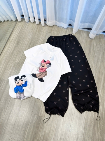 SET922-SEt áo thun rộng MICKEY mix quần bom in 2 màu