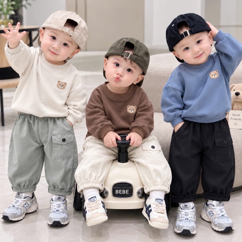 BT1101- Combo 3 quần gió bo gấu cho bé