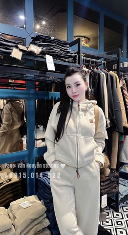 set845-Bộ nỉ lông cừu dày ấm màu be tag da